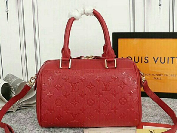 Replica Louis Vuitton Monogram Empreinte Speedy Bandouliere 25 Handbag In Red - Image 3