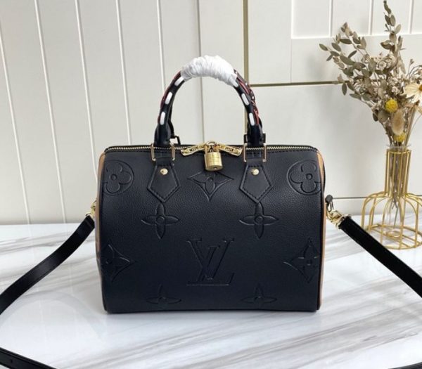 Replica Louis Vuitton Monogram Empreinte Wild At Heart Speedy 25 Bandouliere Handbag In Black