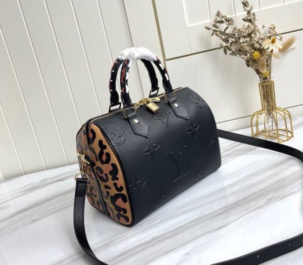 Replica Louis Vuitton Monogram Empreinte Wild At Heart Speedy 25 Bandouliere Handbag In Black - Image 2