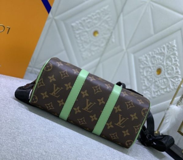 Replica Louis Vuitton Monogram Macassar Canvas Keepall Bandouliere 25 In Minty Green - Image 4