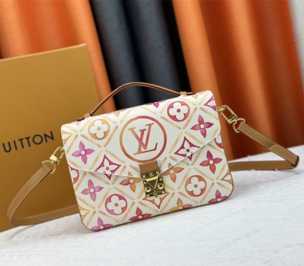 Replica Louis Vuitton LV By The Pool Monogram Tiles Canvas Metis Handbag In Coral