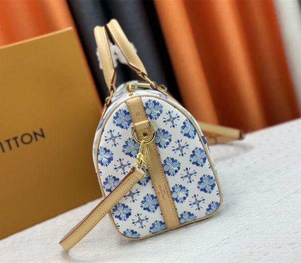 Replica Louis Vuitton LV By The Pool Monogram Tiles Canvas Speedy Bandouliere 25 Bag In Lagoon Blue - Image 5