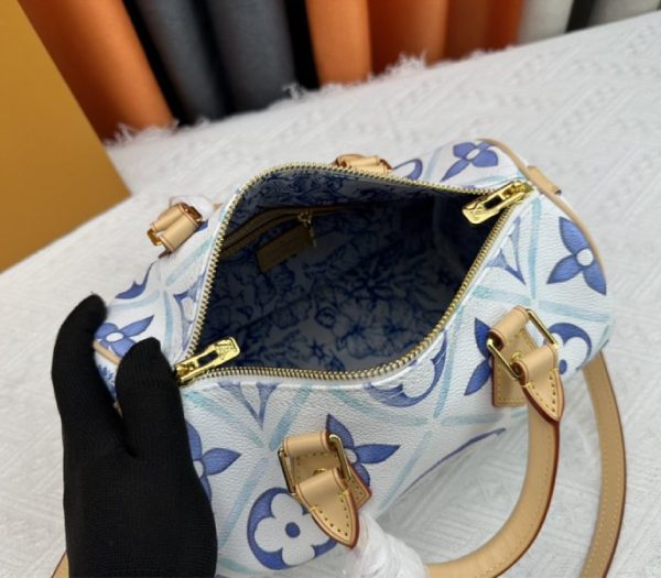 Replica Louis Vuitton LV By The Pool Monogram Tiles Canvas Speedy Bandouliere 25 Bag In Lagoon Blue - Image 6