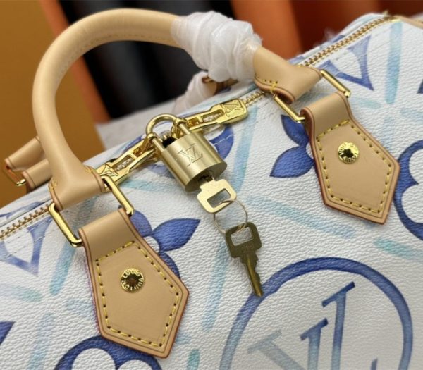 Replica Louis Vuitton LV By The Pool Monogram Tiles Canvas Speedy Bandouliere 25 Bag In Lagoon Blue - Image 7