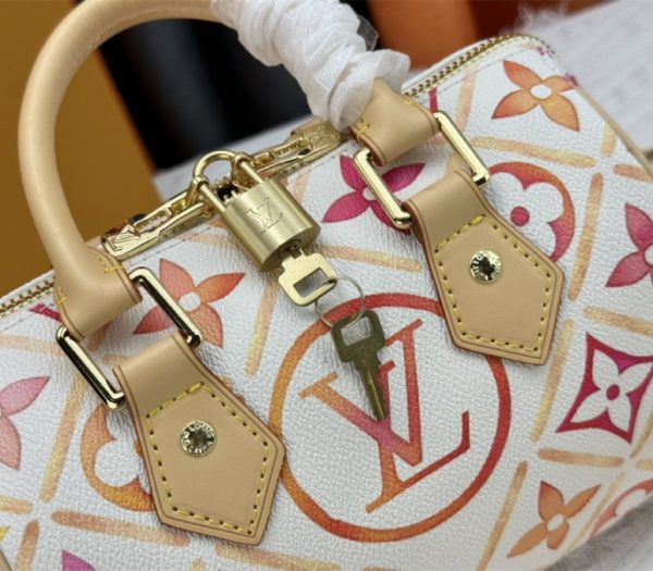 Replica Louis Vuitton LV By The Pool Monogram Tiles Canvas Speedy Bandouliere 20 Bag In Coral - Image 7