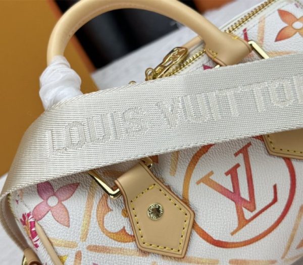 Replica Louis Vuitton LV By The Pool Monogram Tiles Canvas Speedy Bandouliere 20 Bag In Coral - Image 8