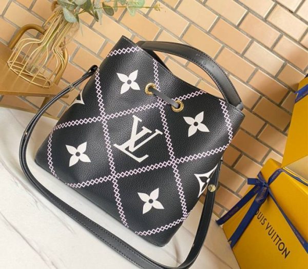 Replica Louis Vuitton Spring 2022 Monogram Empreinte NeoNoe MM Bag In Black - Image 2