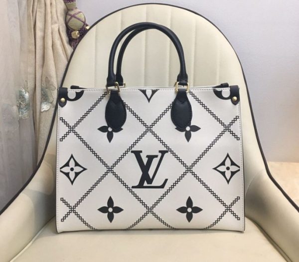 Replica Louis Vuitton Spring 2022 Monogram Empreinte Onthego MM Tote In Cream