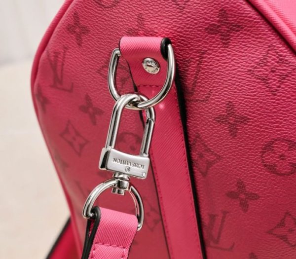 Replica Louis Vuitton Taiga Leather Keepall Bandouliere 50 Travel Bag In Pink - Image 8