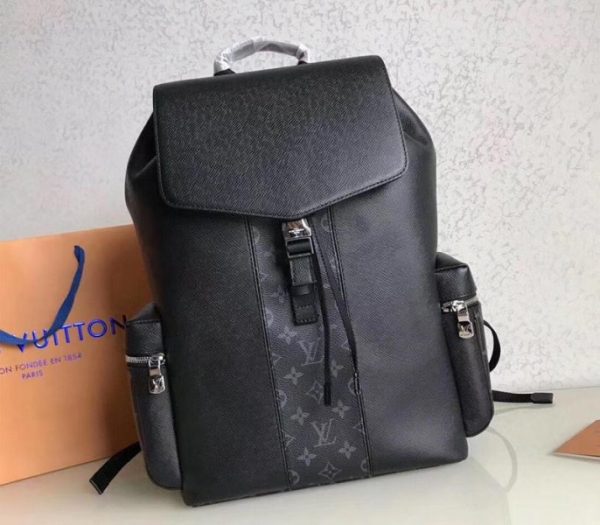 Replica Louis Vuitton Taiga Leather Outdoor Backpack In Eclipse Black