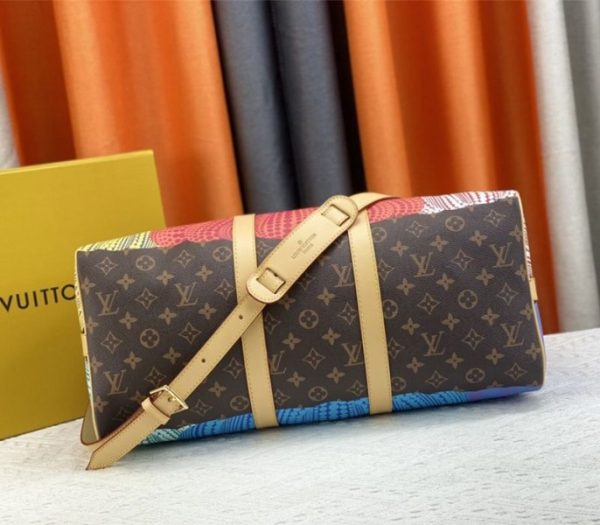 Replica Louis Vuitton X YK Monogram Canvas Keepall 45 Luggage In Pumpkin - Image 5