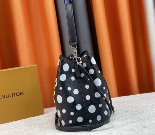 Replica Louis Vuitton X YK NeoNoe MM Black Tote In White Infinity Dots - Image 5