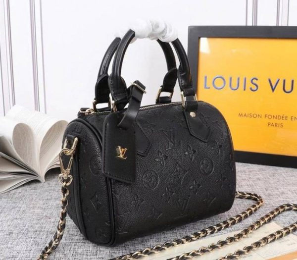 Replica Louis Vuitton Monogram Empreinte Speedy BB Handbag In Black - Image 2