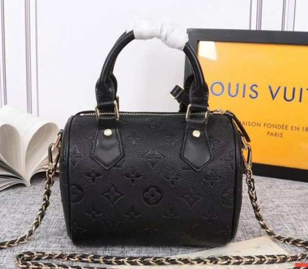 Replica Louis Vuitton Monogram Empreinte Speedy BB Handbag In Black - Image 3