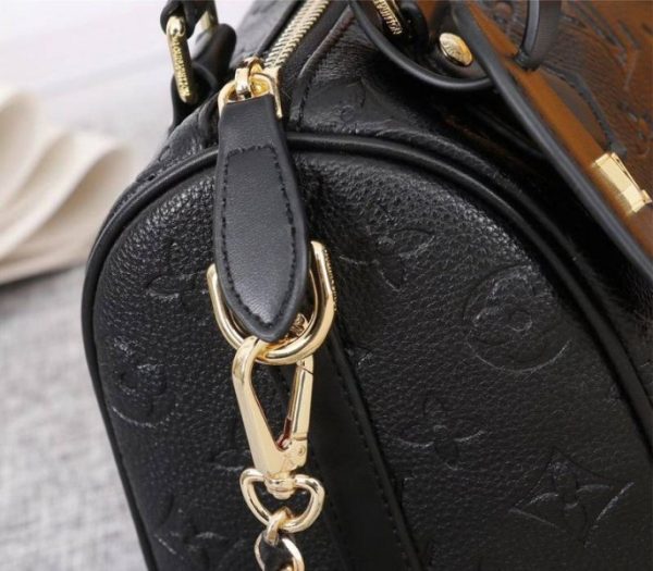 Replica Louis Vuitton Monogram Empreinte Speedy BB Handbag In Black - Image 9